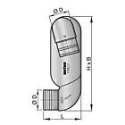 VETUS zwanenhals type LT, ingang 65 mm, uitgang 75 mm