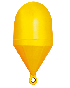 Markeerboei geel bolvormig hoogte 161cm diaia 80cm diaevuld met schuim