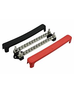 Busbar dubbel 12 terminals, 2 studs 100A