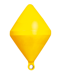 Markeerboei dubbel-conische geel diaoogte 161cm diaiameter 80cm diaevuld met schuim
