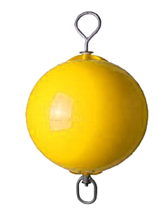 Ankerboei met doorlopende verzinkte nylon gelagerde stang met 2 ogen, Ø400mm, L=760mm, geel (maat 1)