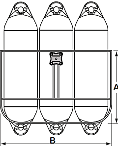 Fenderhouder voor 3-fender 150mm (A=310 B=460mm)