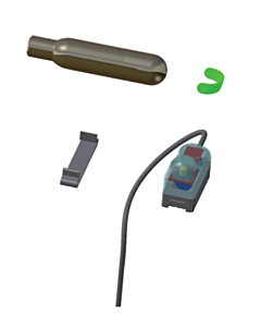 Kit de recharge pour perche IOR personnelle gonflable avec feu (bouteille CO² + Bloqueur de sécurité)