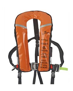 Plastimo SOLAS Austral 180N inflatable lifejacket auto PVC orange with harness, crotch strap and sprayhood