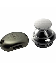 Push button chromed brass 13mm with lock white