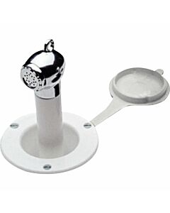 White chromed shower heads with hose and holder with housing